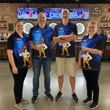 Load image into Gallery viewer, Custom Blue Funny Chicken Darts Shirt for Men Darts Team Jerseys Polo &amp; 1/4 Zip Dart League NNT131
