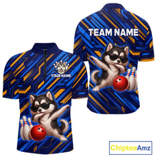 Load image into Gallery viewer, Custom Husky Dog Bowling Jersey for Men Bowling Uniform Polo &amp; 1/4 Zip Bowling Team Shirts HNT263