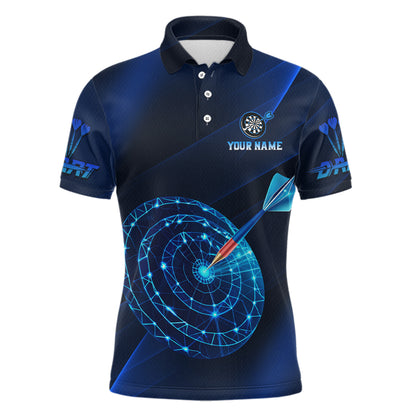 Custom Neon Blue Cyber Dartboard Darts Shirt for Men Darts Team Jerseys Polo & 1/4 Zip NNT132