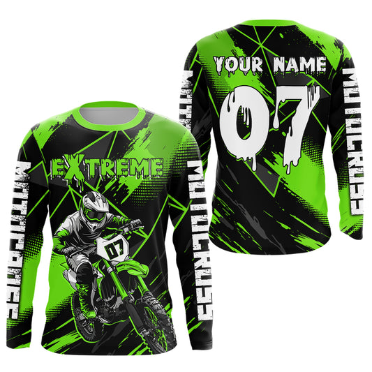 Custom Green MX Racing Extreme Shirts Kid Men Women Youth Motocross Shirts UPF30+ DNT35