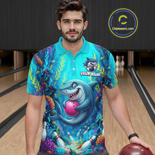Load image into Gallery viewer, Custom Ocean Funny Shark Bowling Jersey for Men Funny Bowling Team Shirts Bowling Uniform HNT300