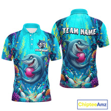 Load image into Gallery viewer, Custom Ocean Funny Shark Bowling Jersey for Men Funny Bowling Team Shirts Bowling Uniform HNT300