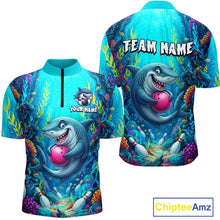 Load image into Gallery viewer, Custom Ocean Funny Shark Bowling Jersey for Men Funny Bowling Team Shirts Bowling Uniform HNT300