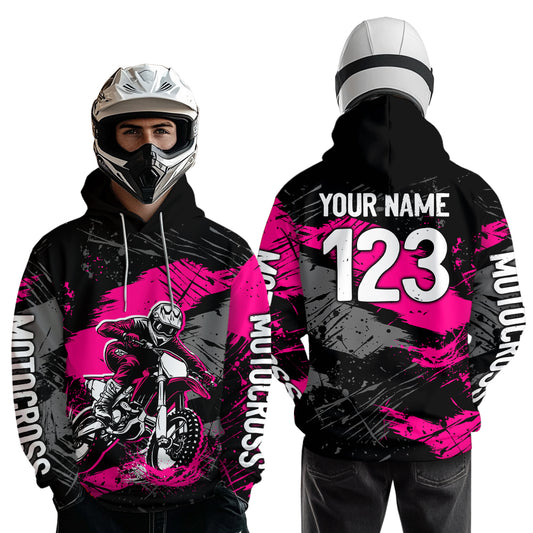 Custom Pink Dirt Bike Hoodie Motocross Sweatshirts for Kid Men Women Motorcycle Hoodie HOT39
