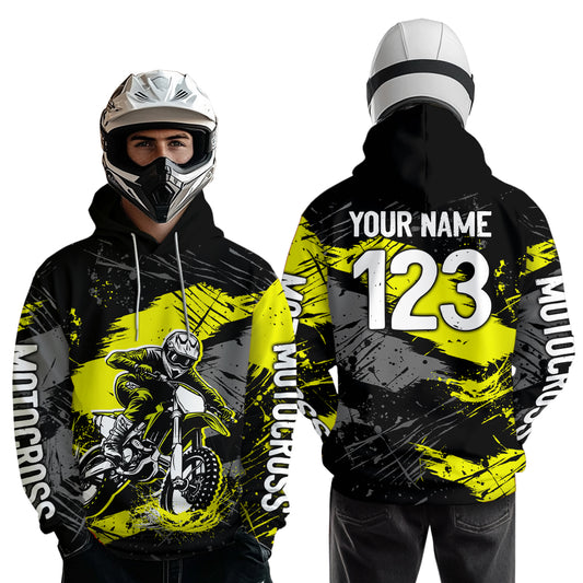 Custom Yellow Dirt Bike Hoodie Motocross Sweatshirts for Kid Men Women Motorcycle Hoodie HOT39