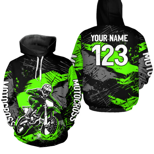 Custom Green Dirt Bike Hoodie Motocross Sweatshirts for Kid Men Women Motorcycle Hoodie HOT39