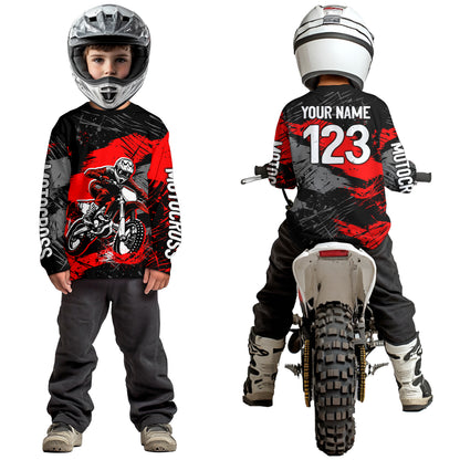 Custom Red Youth Motocross Jersey Motocycle Shirts Shirt Kid Men Women Motocross Shirt UPF30+ DNT38