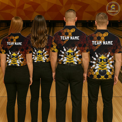Custom Funny Bee Bowling Jersey for Men Bowling Team Shirts Bowling Polo & 1/4 Zip HNT267