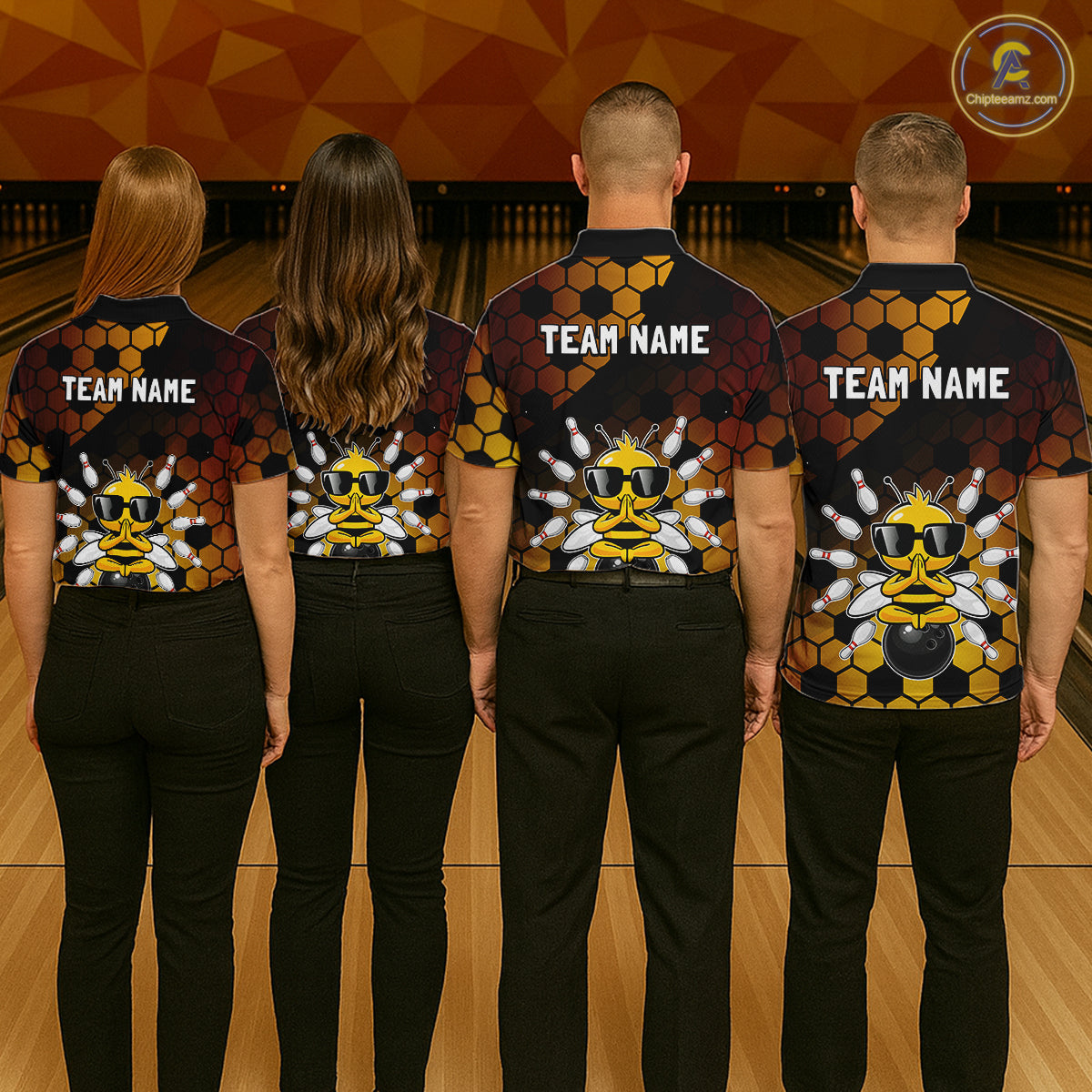 Custom Funny Bee Bowling Jersey for Women Bowling Team Shirts Bowling Polo & 1/4 Zip HNT267