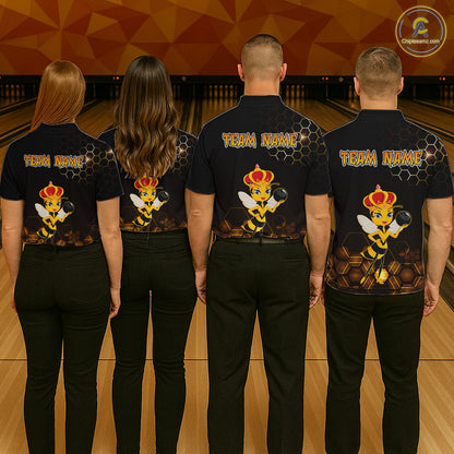 Custom Funny Bee Bowling Bowling Jersey for Women Bowling Team Shirts Polo & 1/4 Zip HNT195