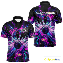 Load image into Gallery viewer, Custom Watercolor Pink Purple Bowling Jersey for Men Bowling Team Shirts Polo &amp; 1/4 Zip HNT268