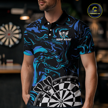 Load image into Gallery viewer, Turquoise-Blue Pattern Aim Shoot Swear Repeat Darts Team Jerseys Dart Shirts For Men NNT168