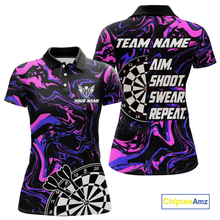 Load image into Gallery viewer, Pink-Purple Pattern Aim Shoot Swear Repeat Darts Team Jerseys Dart Shirts For Women NNT168