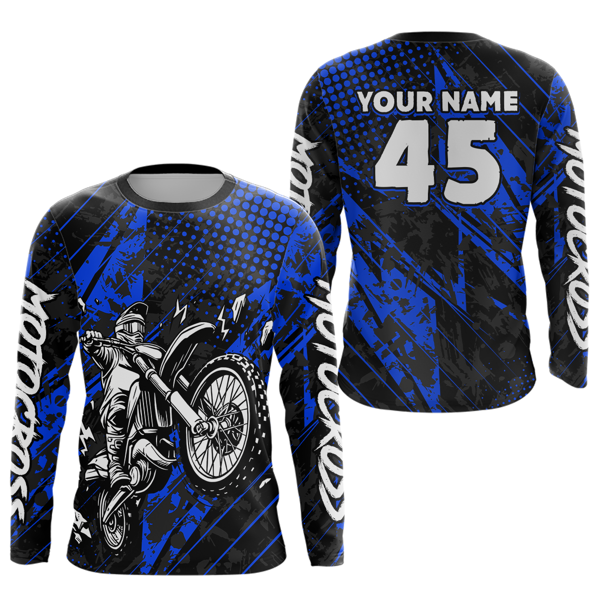 Custom Blue Motocross Jersey Racing for Men Women Kid Motocycle Shirts UPF30+ DNT44