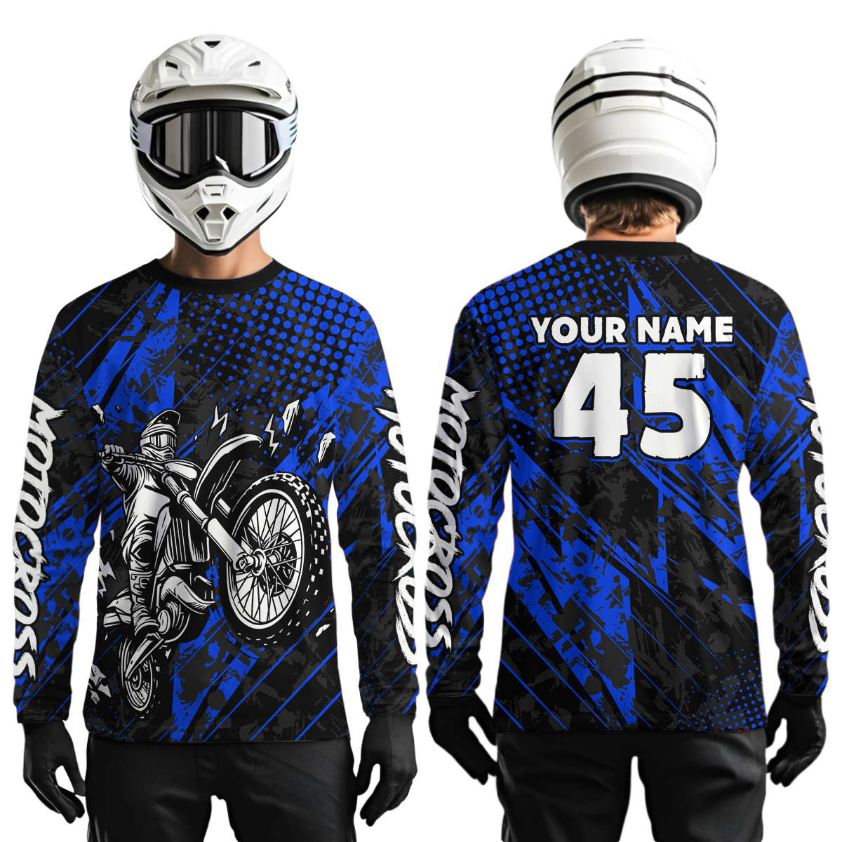 Custom Blue Motocross Jersey Racing for Men Women Kid Motocycle Shirts UPF30+ DNT44