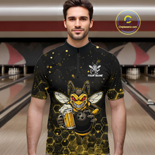 Load image into Gallery viewer, Custom Funny Beer Bee Bowling Jersey for Men Bowling Team Shirts Polo &amp; 1/4 Zip HNT191