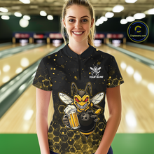 Load image into Gallery viewer, Custom Funny Beer Bee Bowling Jersey for Women Bowling Team Shirts Polo &amp; 1/4 Zip HNT191