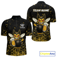 Load image into Gallery viewer, Custom Funny Beer Bee Bowling Jersey for Men Bowling Team Shirts Polo &amp; 1/4 Zip HNT191