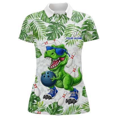 Custom Funny Dinosaur Bowling Jersey for Women Bowling Tournament Polo & 1/4 Zip Bowling Team Shirts HNT214