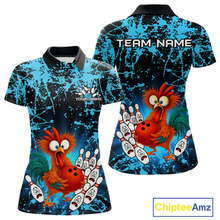 Load image into Gallery viewer, Turquoise Funny Chicken Bowling Jersey for Women Bowling League Bowling Team Shirts Polo &amp; 1/4 Zip HN232