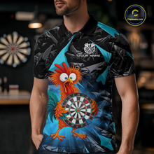 Load image into Gallery viewer, Custom Funny Turquoise Chicken Dart Shirts For Men Dart Board Gifts Darts Team Jerseys Dart League NNT152