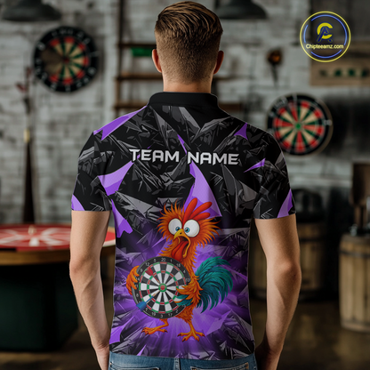 Custom Funny Purple Chicken Dart Shirts For Men Dart Board Gifts Darts Team Jerseys Dart League NNT152
