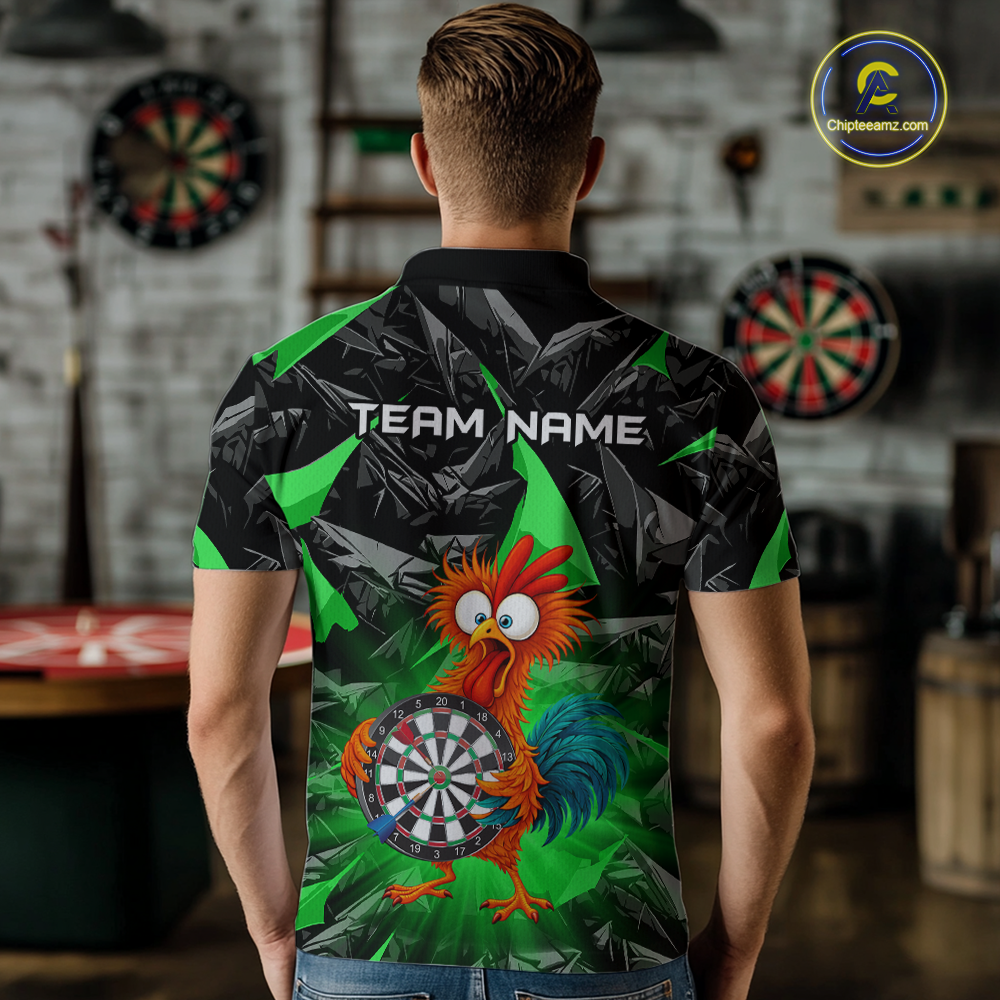 Custom Funny Green Chicken Dart Shirts For Men Dart Board Gifts Darts Team Jerseys Dart League NNT152