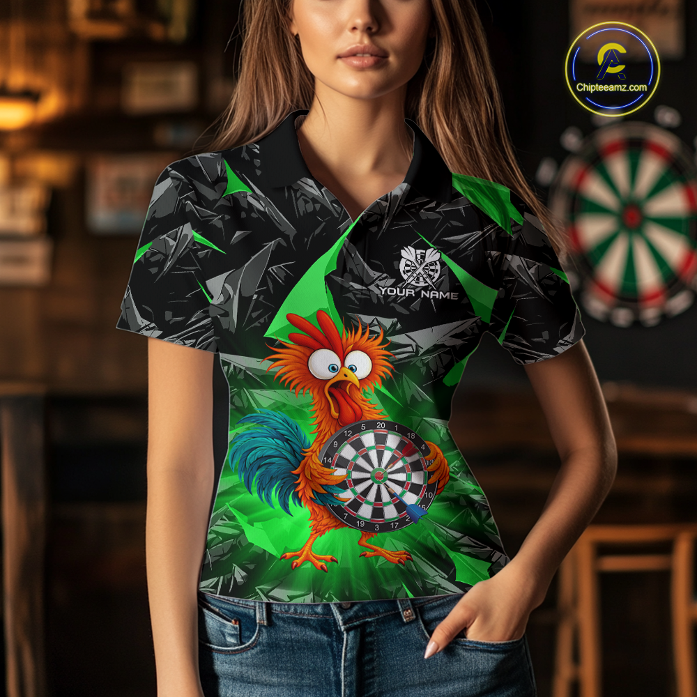 Custom Funny Green Chicken Dart Shirts For Women Dart Board Gifts Darts Team Jerseys Dart League NNT152