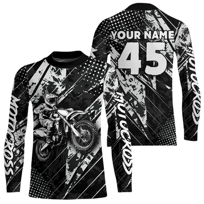 Custom Black Motocross Jersey Kid Adult Dirt Bike Off-Road Shirt Motorcycle Shirt Upf30+ DNT52