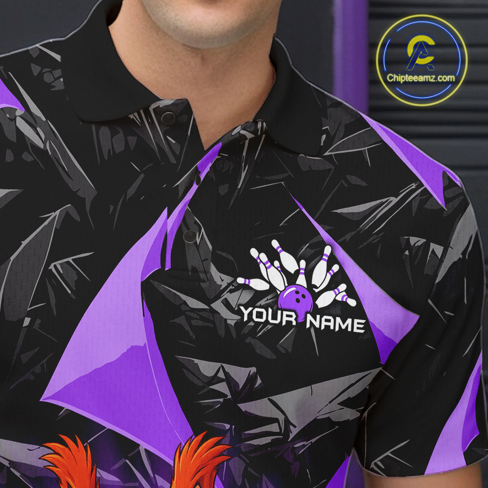 Funny Purple Squirrel Custom Bowling Jersey for Men Bowling Team Shirts Bowling League HNT302