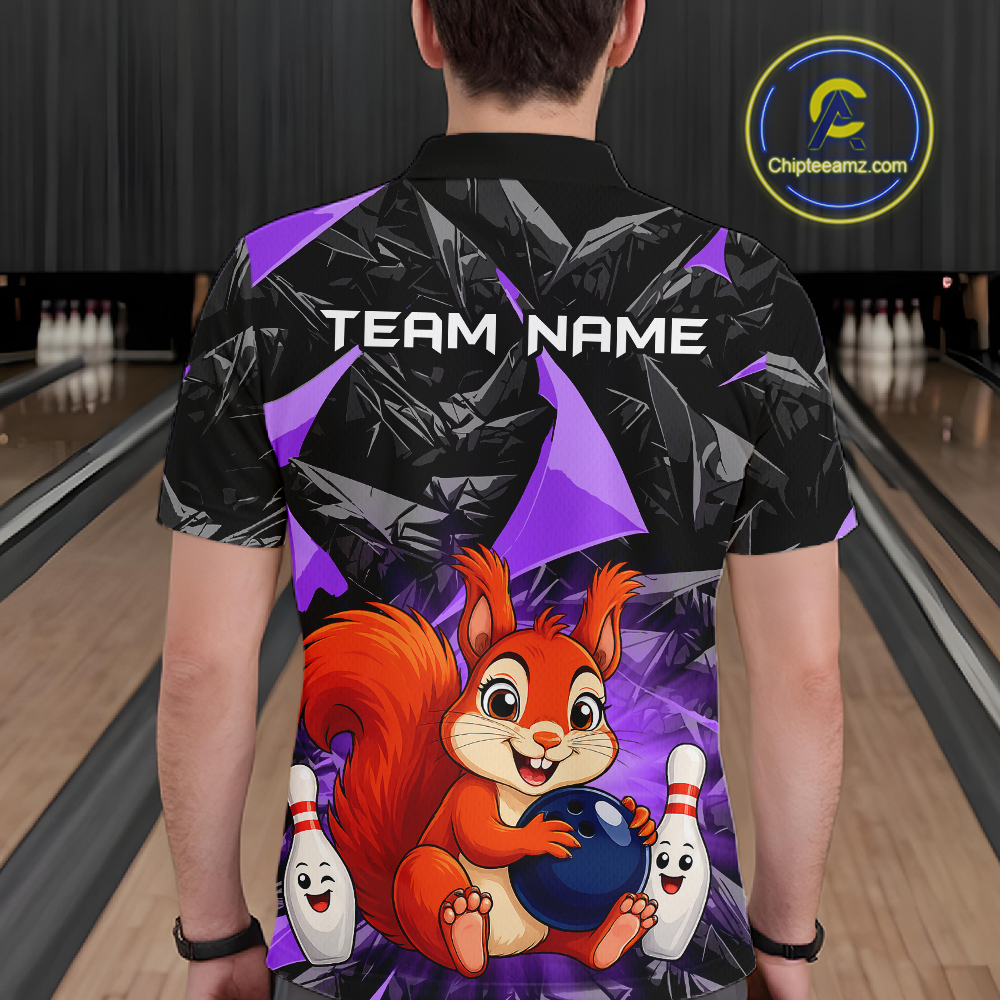 Funny Purple Squirrel Custom Bowling Jersey for Men Bowling Team Shirts Bowling League HNT302