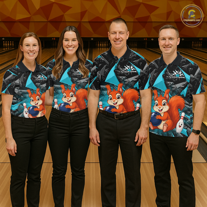 Funny Turquoise Squirrel Custom Bowling Jersey for Women Bowling Team Shirts Bowling League HNT302