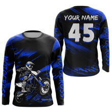 Load image into Gallery viewer, Blue Motocross Shirts Personalized Racing Jersey Dirt Bike Jersey Kid Men Women UPF30+ DNT15