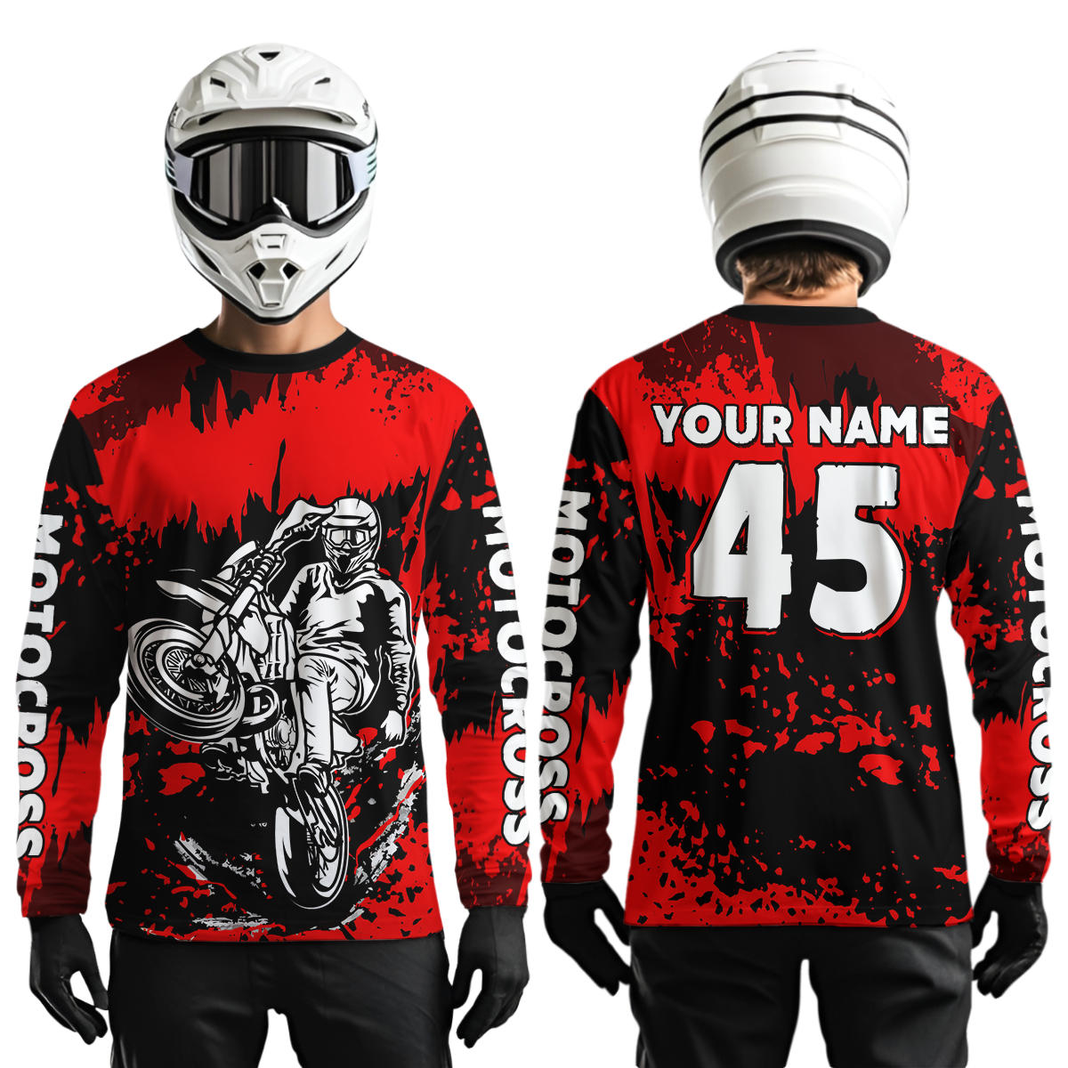 Custom Red Motocross Jersey for Men Women Kids UPF30+ MX Motorcycle Racing DNT22