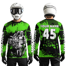 Load image into Gallery viewer, Custom Green Motocross Jersey for Men Women Kids UPF30+ MX Motorcycle Racing DNT22