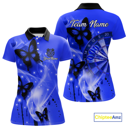 Custom Blue Galaxy Butterflies Darts Shirt for Women Darts Team Jerseys Dartboard Shirt NNT261