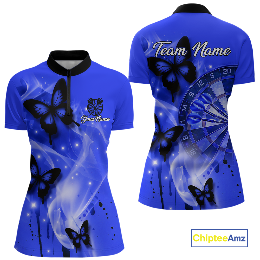 Custom Blue Galaxy Butterflies Darts Shirt for Women Darts Team Jerseys Dartboard Shirt NNT261