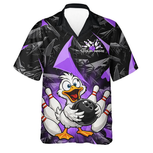Custom Purple Duck Hawaiian Bowling Jersey for Men Women Bowling Team Shirts Bowling League HNT232