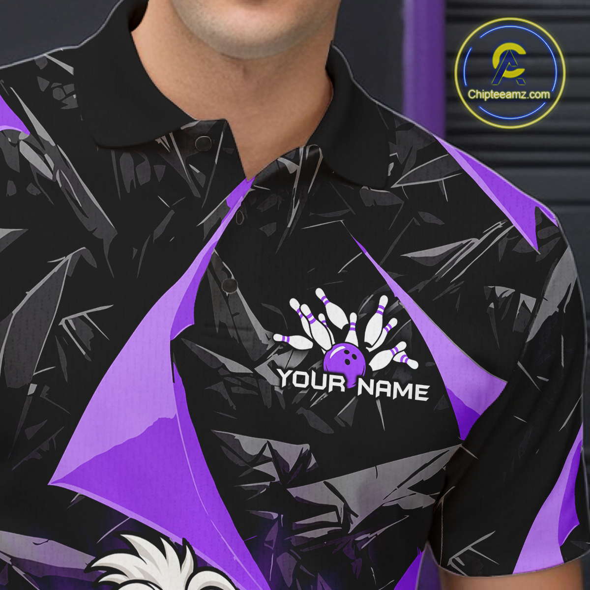 Custom Purple Funny Duck Bowling Jersey for Men Bowling League Bowling Team Shirts Polo & 1/4 Zip HN233