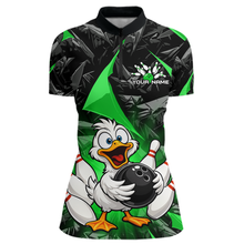 Load image into Gallery viewer, Custom Green Funny Duck Bowling Jersey for Women Bowling League Bowling Team Shirts Polo &amp; 1/4 Zip HN233