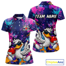 Load image into Gallery viewer, Custom Graffiti Funny Duck Bowling Jersey for Women Bowling League Bowling Team Shirts Polo &amp; 1/4 Zip HN234