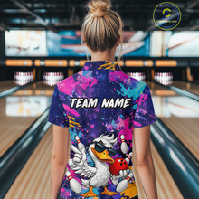 Load image into Gallery viewer, Custom Graffiti Funny Duck Bowling Jersey for Women Bowling League Bowling Team Shirts Polo &amp; 1/4 Zip HN234