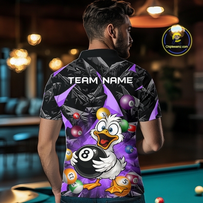 Custom Purple Funny Duck 8 Ball Pool Shirts Billiard Shirt for Men Billiard Team Jersey League NNT172