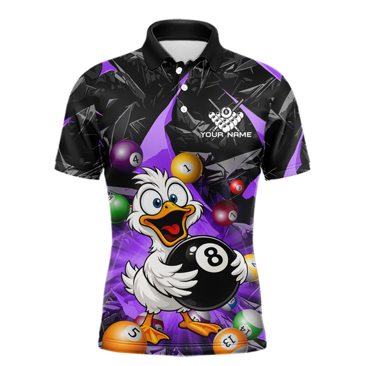 Custom Purple Funny Duck 8 Ball Pool Shirts Billiard Shirt for Men Billiard Team Jersey League NNT172