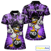 Load image into Gallery viewer, Custom Purple Funny Duck Billiard Shirt for Women Billiard Team Jersey League 8 Ball Pool Shirts NNT171