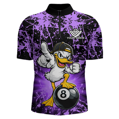 Custom Purple Funny Duck Billiard Shirt for Men Billiard Team Jersey League 8 Ball Pool Shirts NNT171