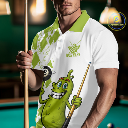 Custom Funny Pickle 8 Ball Pool Shirts Argyle Billiard Shirt for Men Billiard Team Jersey League NNT173