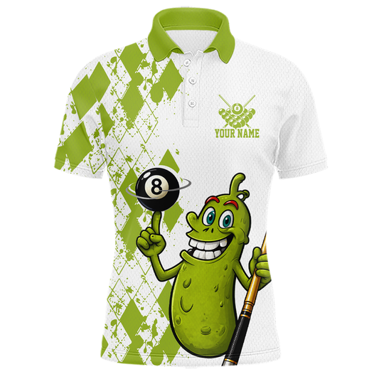 Custom Funny Pickle 8 Ball Pool Shirts Argyle Billiard Shirt for Men Billiard Team Jersey League NNT173