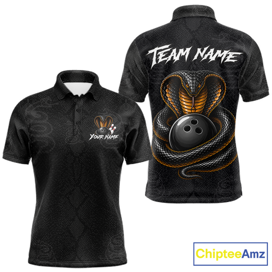 Custom Black Cobra Snake Bowling Jersey for Men Bowling Team Shirts Bowling League HNT309