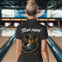 Load image into Gallery viewer, Custom Black Cobra Snake Bowling Jersey for Women Bowling Team Shirts Bowling League HNT309